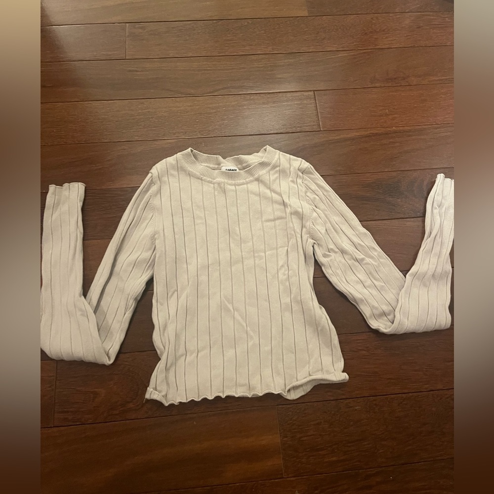 Garage cute tight cropped tan long sleeve